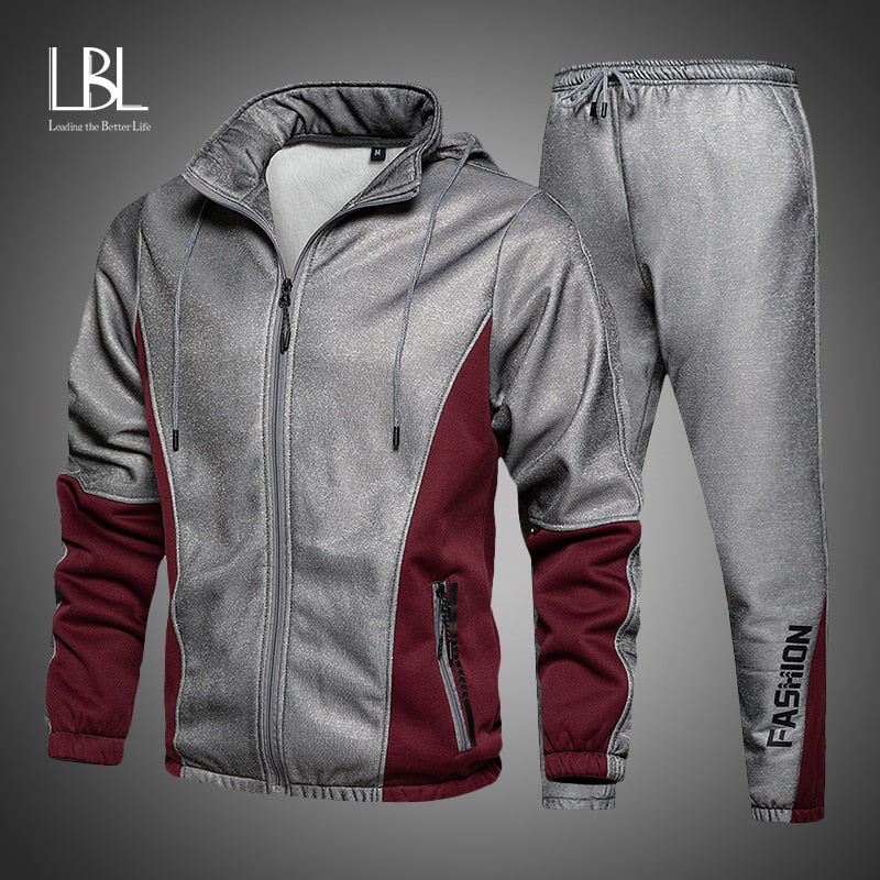 2021 Men's Hip Hop Tracksuit Mens Spring Clothing 2 Pieces Sets Man Streetwear Zipper Jacets And Harem Pants + Sweatshirt Suits