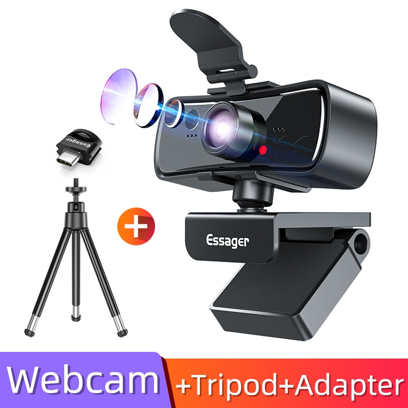 Essager C3 1080P Webcam 2K Full HD Web Camera For PC Computer Laptop USB Web Cam With Microphone Autofocus WebCamera For Youtube