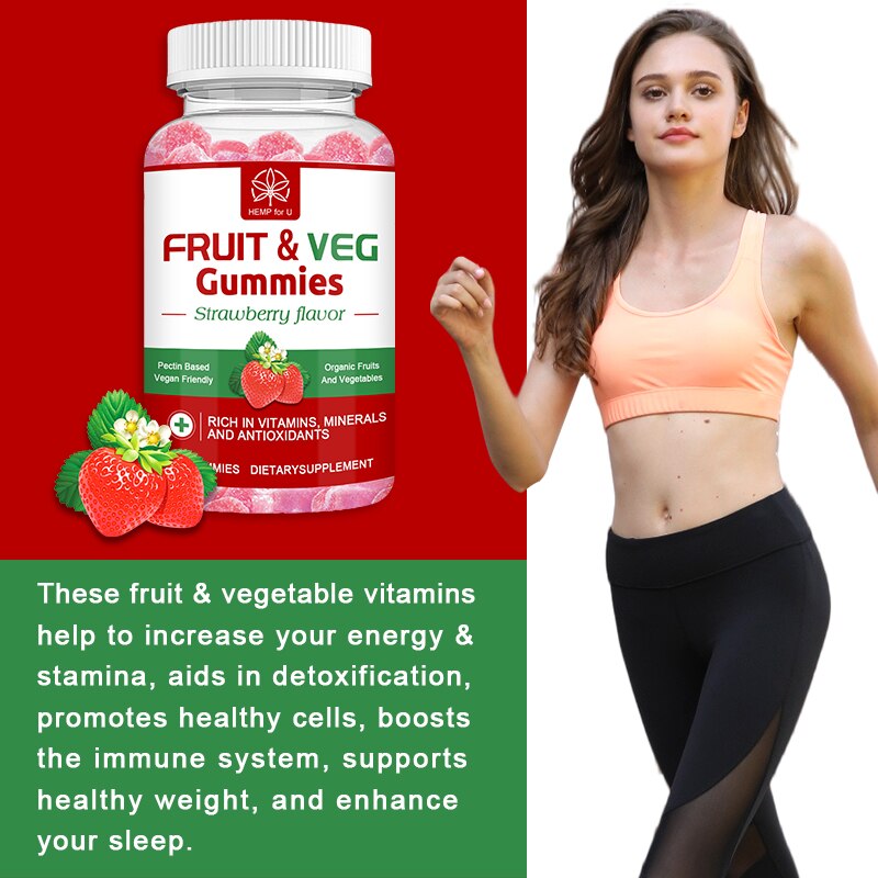 HFU Standard Compound Fruit and Vegetable Mixed Flavor Gummies Boost Immunity and Detox Rich Vitamins Increase Energy Supplement