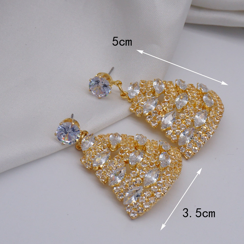 New Styles Long Metal Colorful Crystal Drop Earrings High-Quality Fashion Rhinestones Jewelry Accessories For Women Gift Party