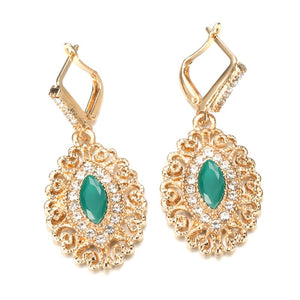Kinel Dubai Gold Color Arabic Earring For Women Ethnic Wedding Jewelry Morocco Caftan Fashion Accessories Crystal Gift