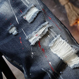 Men's Graffiti Ripped Short Jeans 2021 Summer New Fashion Casual Slim Big Hole Retro Style Denim Shorts Male Brand Clothes