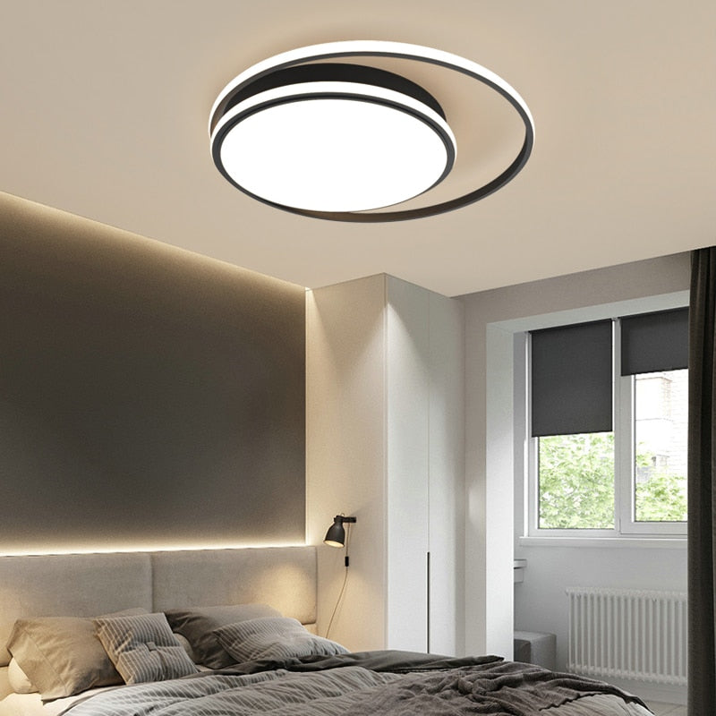 Modern LED Chandeliers For Bedroom Dining Room Kitchen Minimalist Round Black Ceiling Lamp Home Creativity Lighting Fixtures