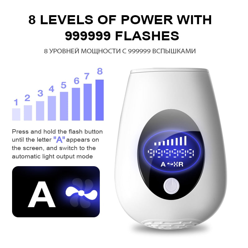 999999 Flashes 8 Levels Laser Epilator Permanent IPL Photoepilator Laser Hair Removal depiladora Painless electric Epilator