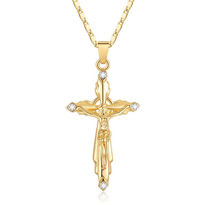 CWEEL Virgin Mary Necklace Gold Color Bijoux Imitation Crystal Statement Necklace Women Fashion Pendant Catholic Jewelry