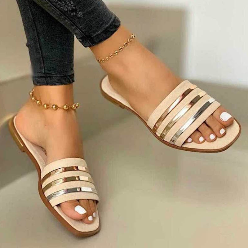 Women's Sandals Gladiator Slip On Woman Flats Shoes Heels Peep Toe Ladies Casual Shoes Female Summer Sandalias Plus Size 35-43