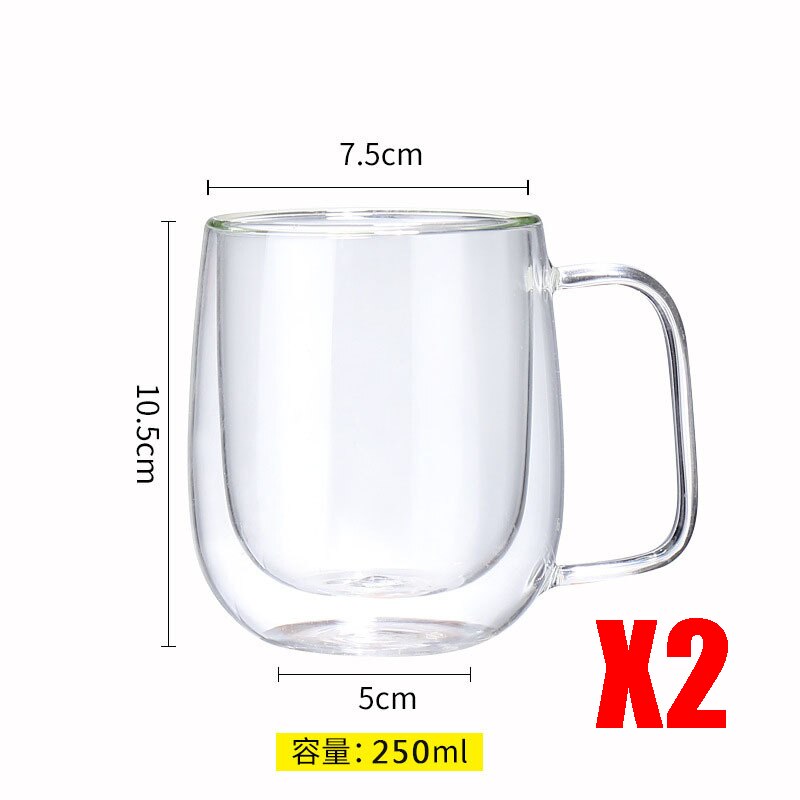 4pcs Heat Resistant Double Wall Tea Glass Cup Beer Coffee Cup Set Handmade Creative Healthy Beverage Glasses Transparent Drink