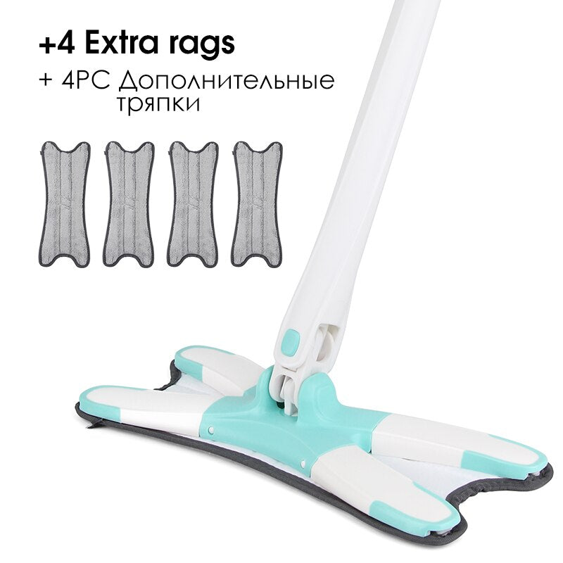 X-type Floor Mop Non Hand Washing Flat Mops 360 Rotating Head For Wood Tile Home Cleaning Tool Household Microfiber Pad Lazy Mop