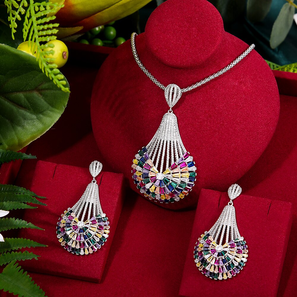 GODKI Big Fashion Luxury Dandelion Statement Jewelry Set For Women Wedding Party Full Zircon Dubai Bridal jewelry Set 2021