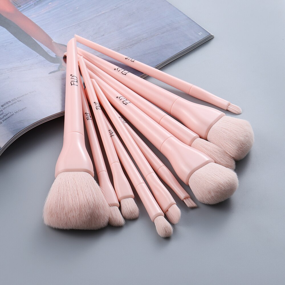 FLD 10pcs Candy Colors Makeup Brushes Set Professional Eyeshadow Eyebrow Foundation Powder Blush Blending Brushes Cosmetic Tool