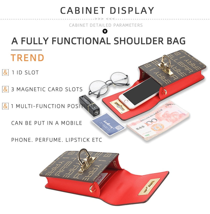 baellerry Ladies Purse Long Print Pocket Crossbody Bag Messenger Wallet Cell Phone Bags Card Holder Coin Pocket women handbags