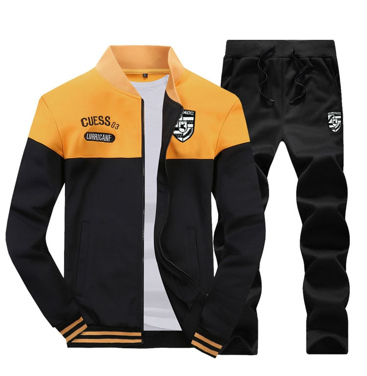 FGKKS Spring Autumn Men Trendy Sports Sets Fashion Brand Men's Baseball Jacket + Pants Sportswear Long Sleeve Tracksuit Set Male