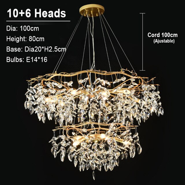 Nordic Luxury Crystal LED Chandelier Lighting Home Decoration LOFT Villa Chandeliers Living Room Hotel Art Indoor Decor Lighting