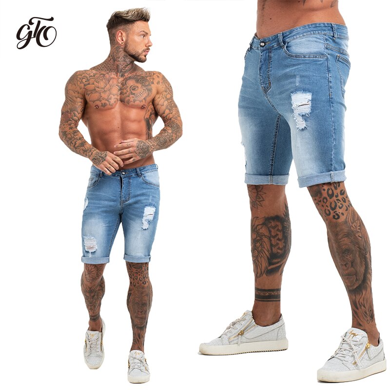 Mens Shorts Jeans Denim Shorts Black High Waist Ripped Summer Jeans Shorts For Men Brand Plus Size Casual Streetwear dk03