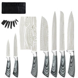 Sowoll 8pcs Kitchen Knives Tool Set 8'' Knife Storage Chef Chopping Santoku Knife Meat Fish Cooking Tool Set Full Tang Blade