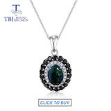 3.8ct black Opal Jewelry Set oval cut 7*9mm gemstone jewelry 925 sterling silver fine jewelry for women best gift