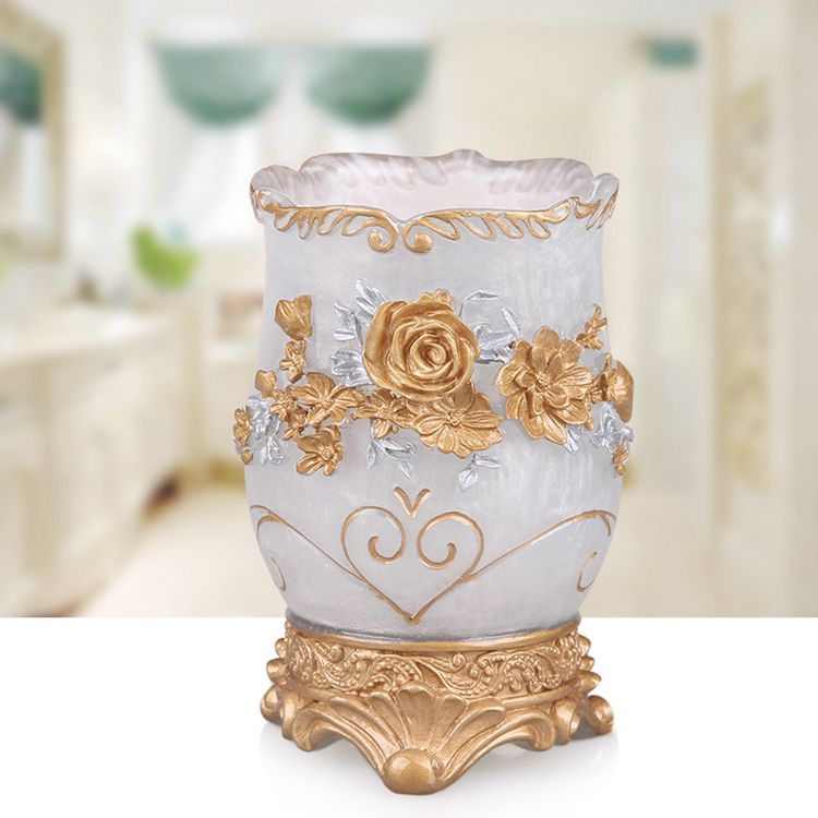 European Resin Household Bathroom Set Soap Dispenser Tooth Brush Holder Cup Soap Dish Tray Toilet Brush Wastebin Storage Set