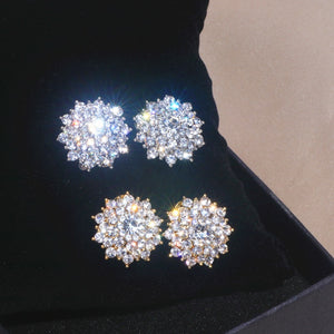 New Fashion Snowflake Big Earrings Brincos Luxury shiny Rhinestone Crystal Stud Earrings For Women Inlaid Wedding Jewelry Gifts