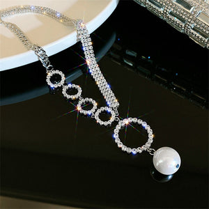 FYUAN Circle Rhinestone Choker Necklaces for Women Clavicle Chain Pearl Pendant Necklaces Weddings Jewelry Party Gifts