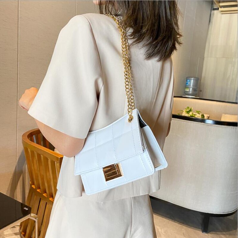 Designer Chain Strap Shoulder Bags for Women 2021 Summer Fashion Crossbody Bags PU Leather Lady Purses and Handbags