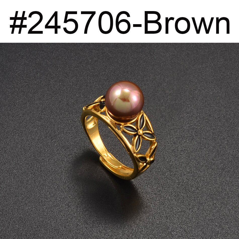 Anniyo Hawaiian Flower Pearl Ring New Zealand Australia Ring Guam Wedding Party Jewelry Chuuk Polynesian #245606