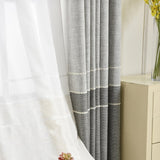 Simple Modern Cotton Hemp Nordic Wind Shading Curtains for Living Dining Room Bedroom.