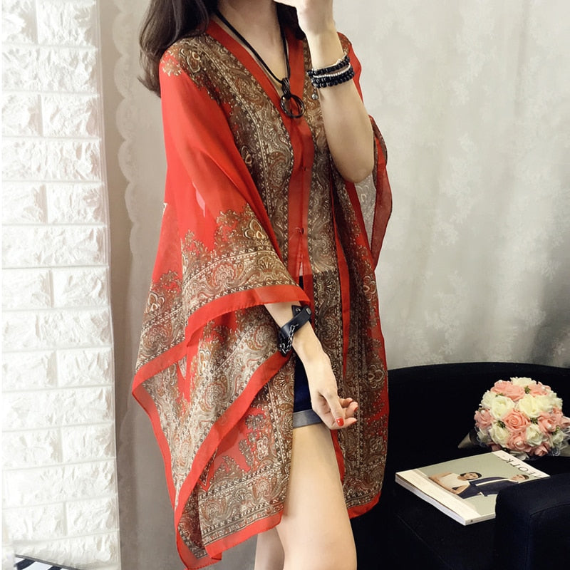 Woman Fashion Beach Dress Blouses Sun Protection Cardigan 2020 Summer Beach Holiday Cardigan Women Long Blouses Tops