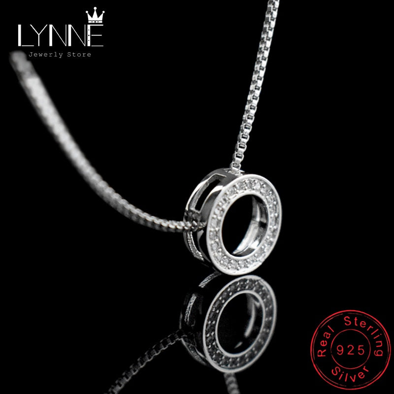 Newest Fashion Elegant Rhinestone Necklaces & Round Pendants Neckalce 925 Sterling Silver Choker Necklace For Women Jewelry Gift