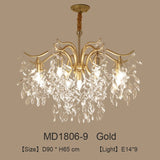 Nordic LED Crystal Chandeliers Gold Black Chandelier Luxury Lighting Kitchen Dining Living room Bedroom Lamp lustre pendente