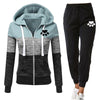 Autumn Tracksuit Woman Zipper Patchwork Hoodie+Pants Suit Long Sleeve Sweatshirts and Trousers 2 Piece Set Winter Clothing