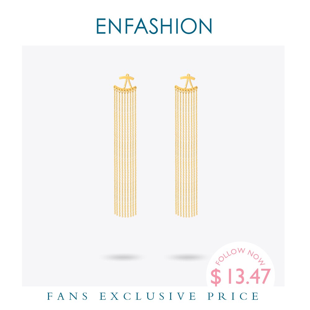 Enfashion Long Tassels Dangle Earrings Gold Color Earings Drop Earrings For Women Long Earring Fashion Jewelry brinco