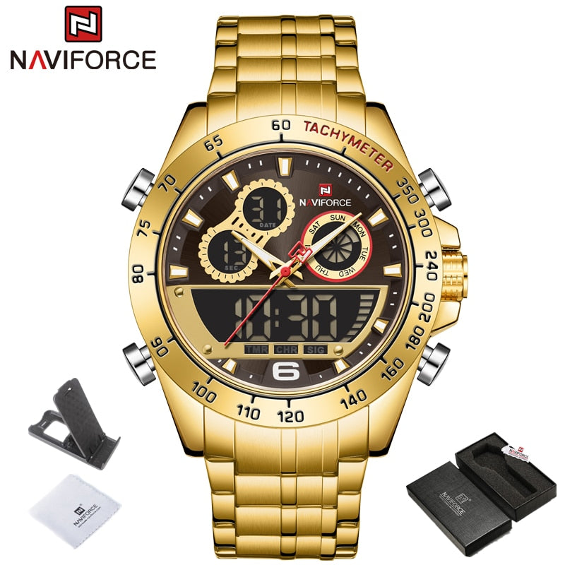 NAVIFORCE Top Brand Luxury Mens Quartz Gold Watches Men Sport Waterproof Man Wristwatch Chronograph Male Clock Relogio Masculino