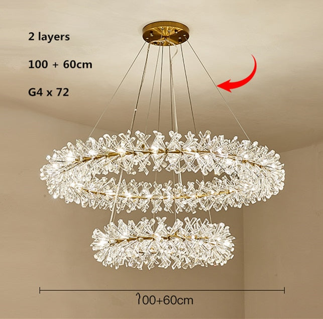 Post Modern Lustre K9 Crystal G4 Led Chandelier Foyer Luxury Plate Gold DIY Circle Chandelier Lighting Led Droplight Lamparas