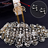 YouLaPan HP240 Golden Bride Hair Accessories Crystal Wedding Hair Jewelry Fascinator for Wedding Rhinestone Wedding Tiara