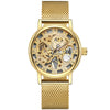 SEWOR Watch Men Skeleton Watches Stainless Steel Mesh Strap Mechanical Hand Wind Wristwatches Luxury Business Gold Watches Men