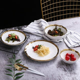 European Style Gold Side Black Plate Retro Tableware Matte Steak Dish Dessert Tray Kitchen Dinner Plates Ceramic Dishes Plates