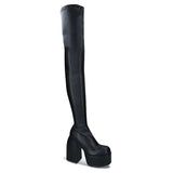 punk style autumn winter boots elastic microfiber shoes woman ankle boots high heels black thick platform long knee high boots