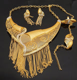 Fashion Gold Color Jewelry Sets African Bridal Big Jewelry sets Women Necklace Bracelet Earings Ring Wedding Gifts