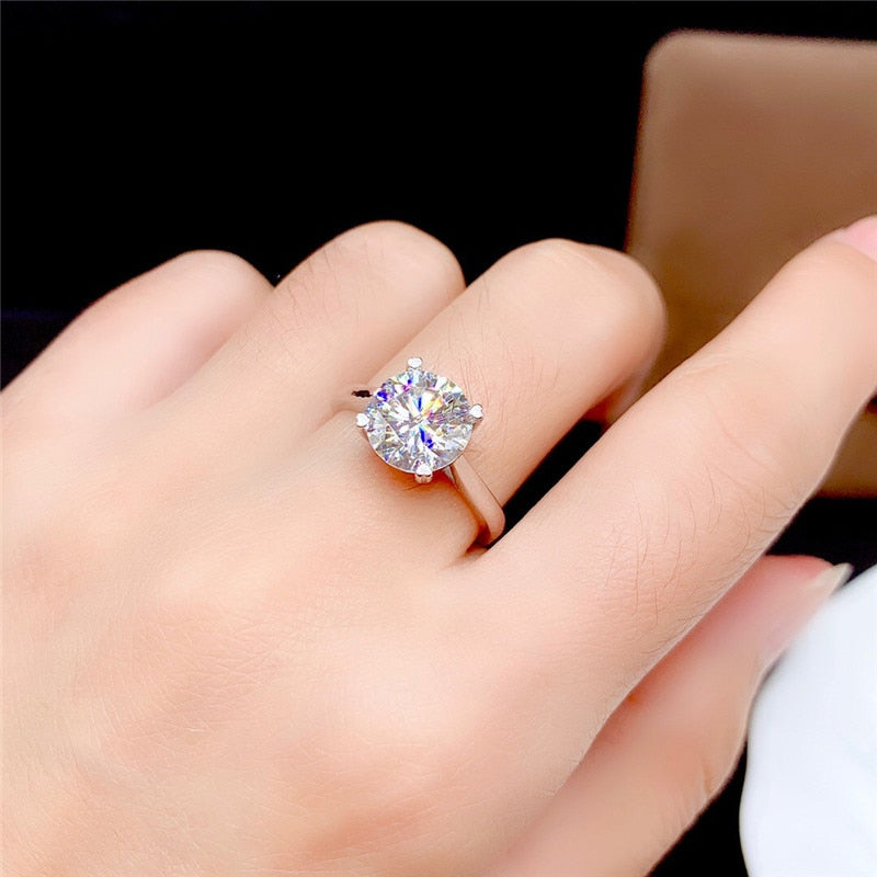 Moissanite Ring 0.5CT 1CT 2CT 3CT VVS Lab Diamond Fine Jewelry for Women Wedding Party Anniversary Gift Real 925 Sterling Silver