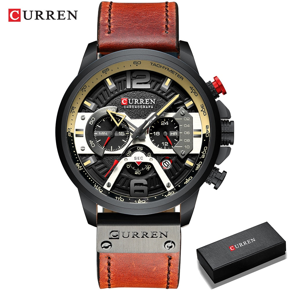 Wristwatch Mens CURREN Top Brand Luxury Sports Watch Men Fashion Leather Chronograph Watches with Date for Men Male Clock