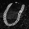 Hip Hop Men Chain 15MM Prong Cuban Chain 2 Row Iced Out Men's Necklace Rhinestone Zircon Paved Necklaces For Men