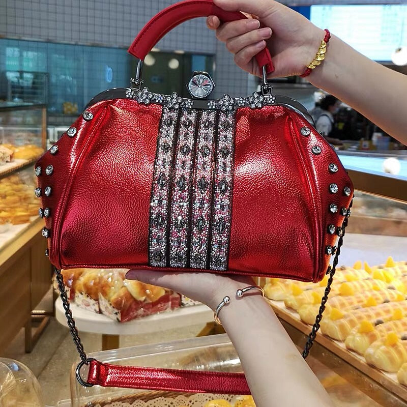 Brand Rhinestones Women's Handbags Female Shoulder bag designer Luxury Lady Tote Large Capacity Zipper Handbag for Women