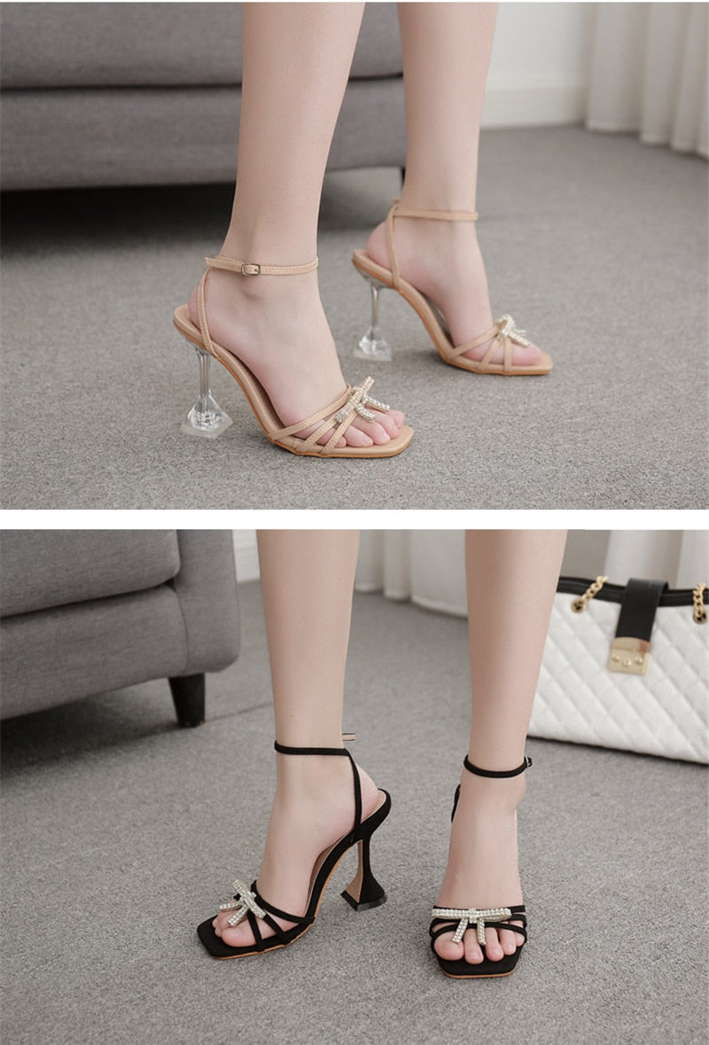 Eilyken New Design Sexy White String Bead High Heels Women Sandals Summer Gladiator Party Dress Buckles Pumps Shoes Size 35-42