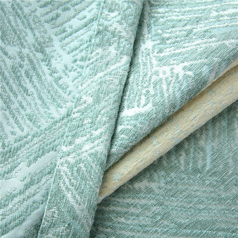 Striped Nordic Style Blue-green Curtains for Living Room Shade Chenille Thickened Warmth and Cold-proof Curtains