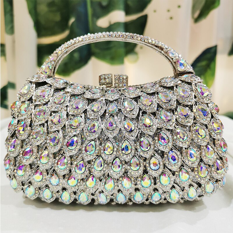 Wholesale Crystals 10 Colors Red Clutch Purse Messenger Bags Clutches Women Bridal Evening Clutch Bag Wedding Party Handbags