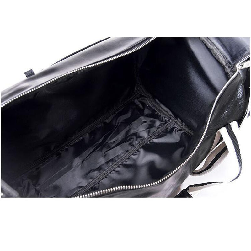 PU Leather Sports Gym Bag Multifunction Training Fitness Shoulder Bags Traveling Handbag Striped Sac De Sport Women Men XA719WD