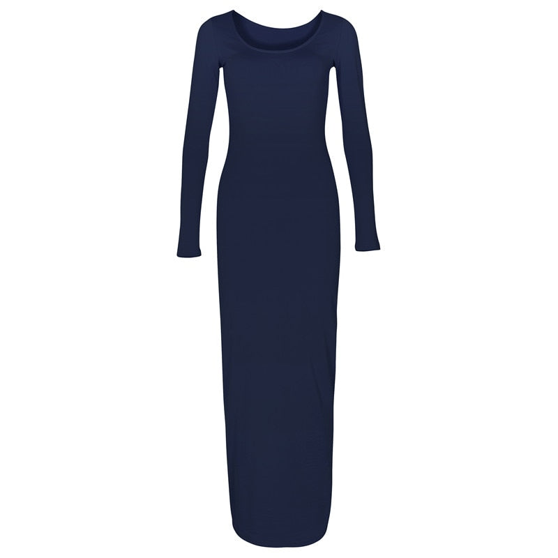 Turtleneck Long Dress Autumn Winter Muslim Elegant Office Lady Skinny Long Sleeve Bodycon Casual Dress Women Midi Clubwear