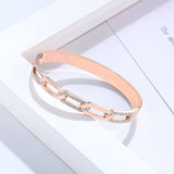 Exquisite Zircon Chain Shape Bracelets & Bangle Stainless Steel Woman Trendy Brand Bangle Gold Plated Jewelry Pulseira Wholesale