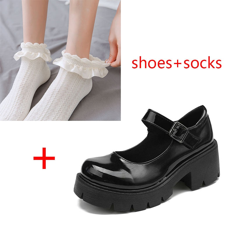 low heel women shoes models Mary Jane shoes women's Japanese high heels platform shoes harajuku vintage lolita shoes heels