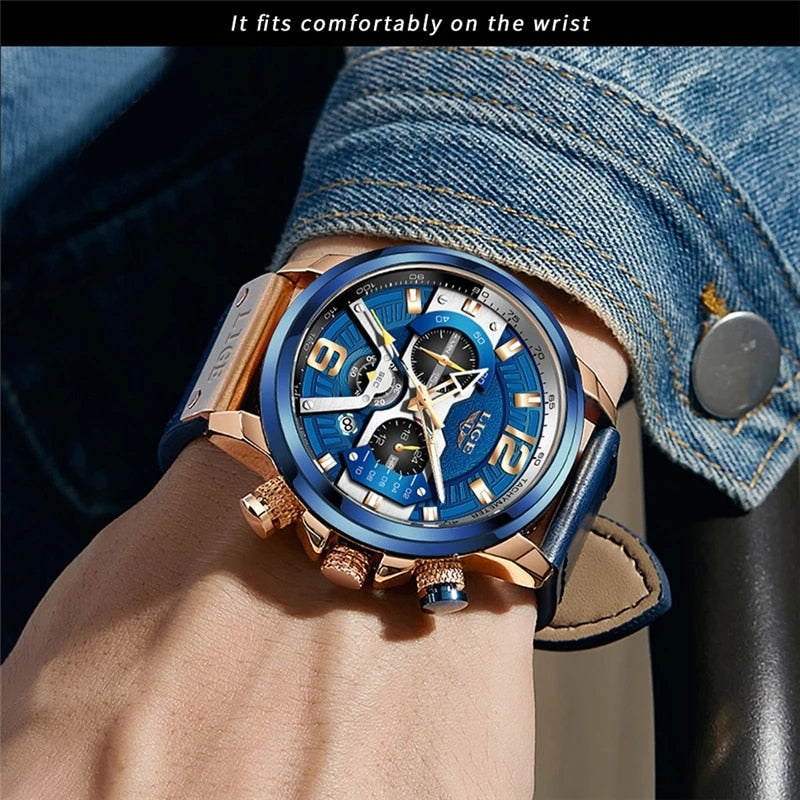 Top Brand Luxury Leather Wrist Watches Mens  Wristwatch